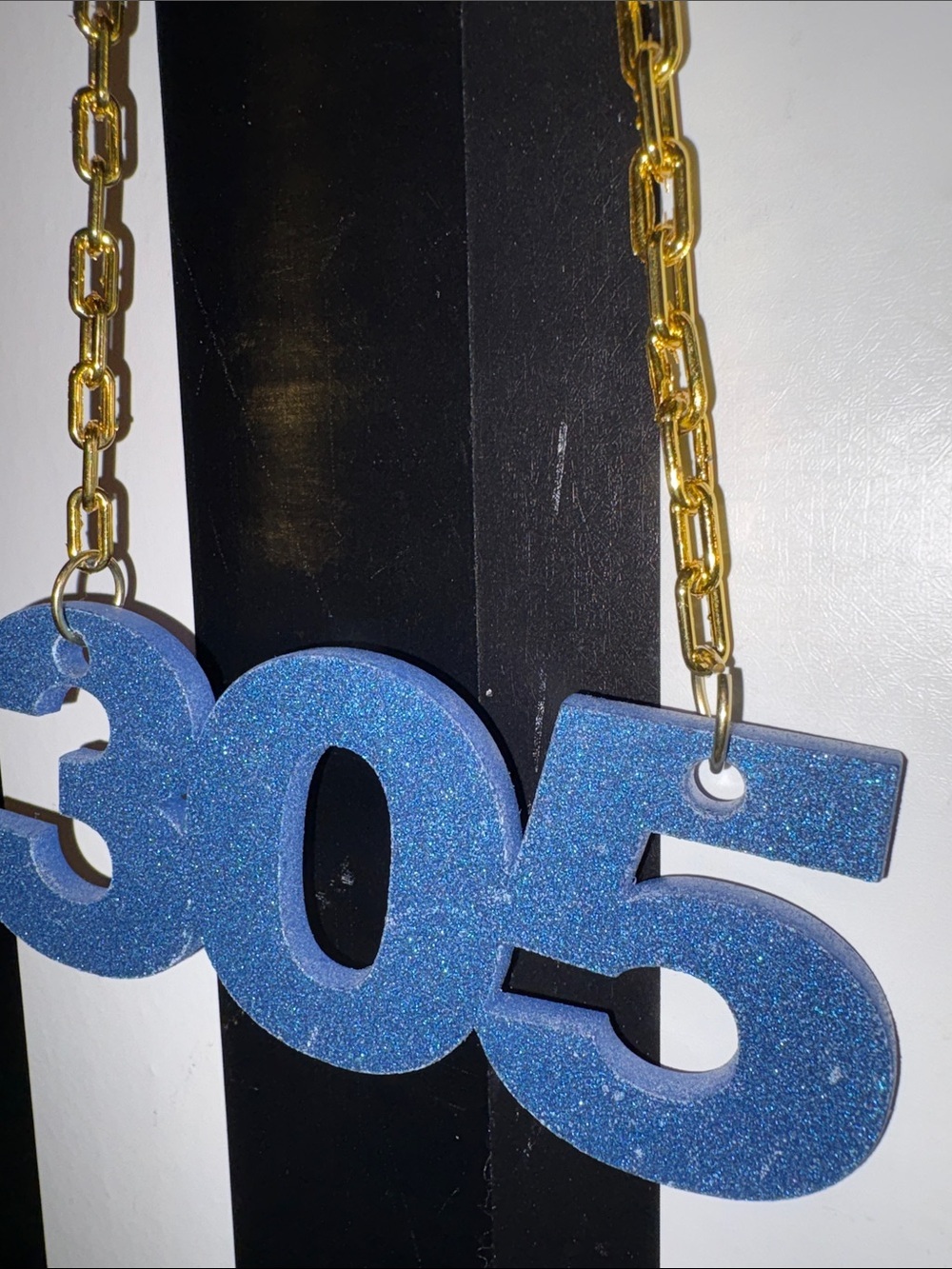 Handmade '305' Pendant Necklace Faux Gold Chain Pitbull Costume Mr305 MIAMI